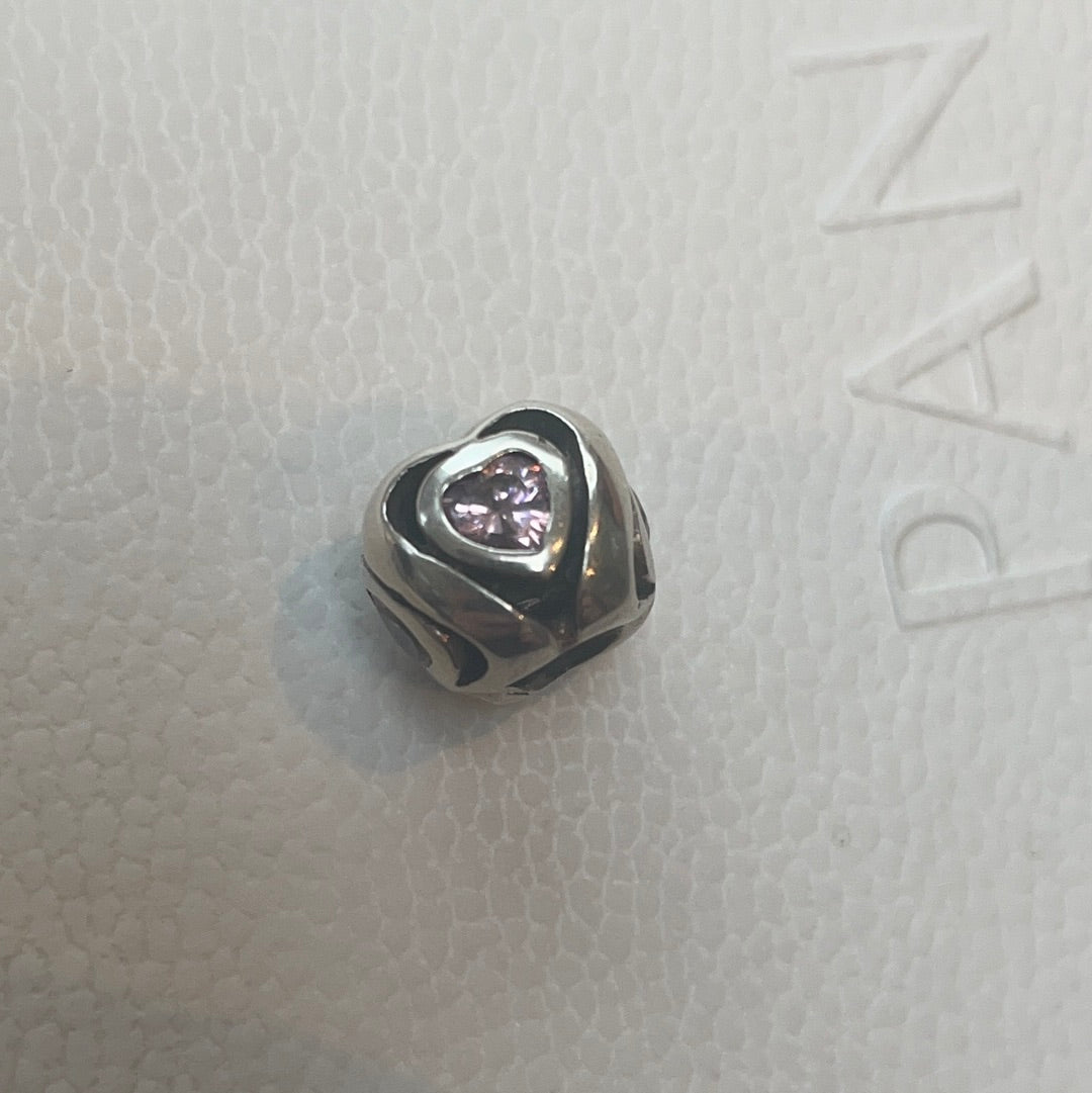 Genuine Chamilia CZ pink heart openwork