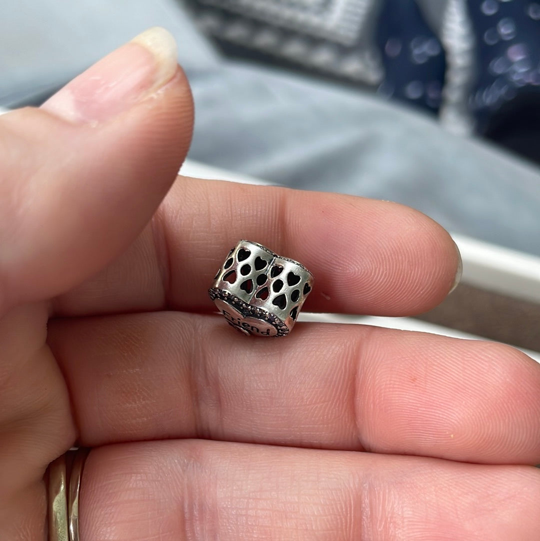 Genuine Chamilia Sparkle Pave Friend Heart Charm