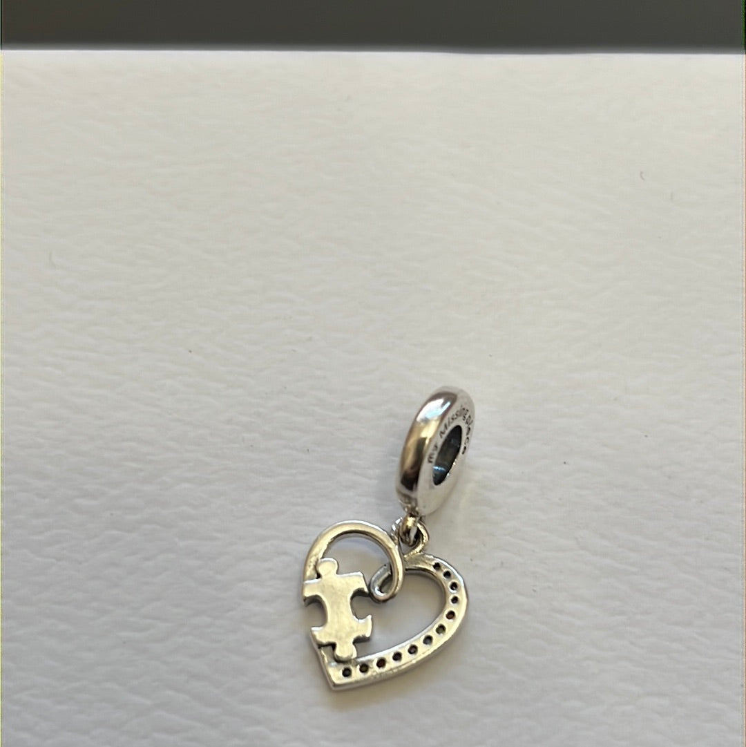 Genuine Pandora  Pave True Friend Puzzle Piece Dangle Charm