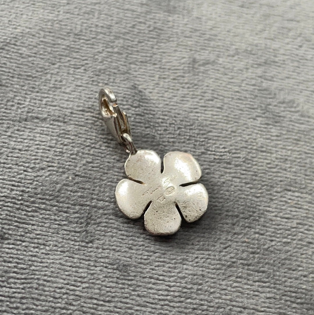 Genuine Thomas Sabo Sterling Silver Dangle Black Pave CZ Enamel Flower Charm