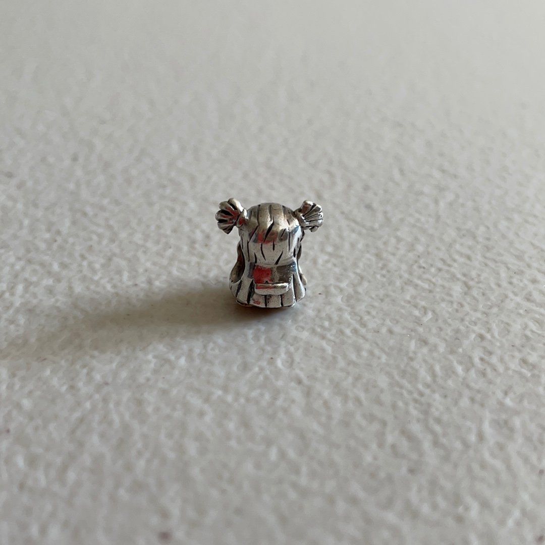 Genuine Chamilia Little Girl Daughter/ Grandchild Charm With Pigtails and heart