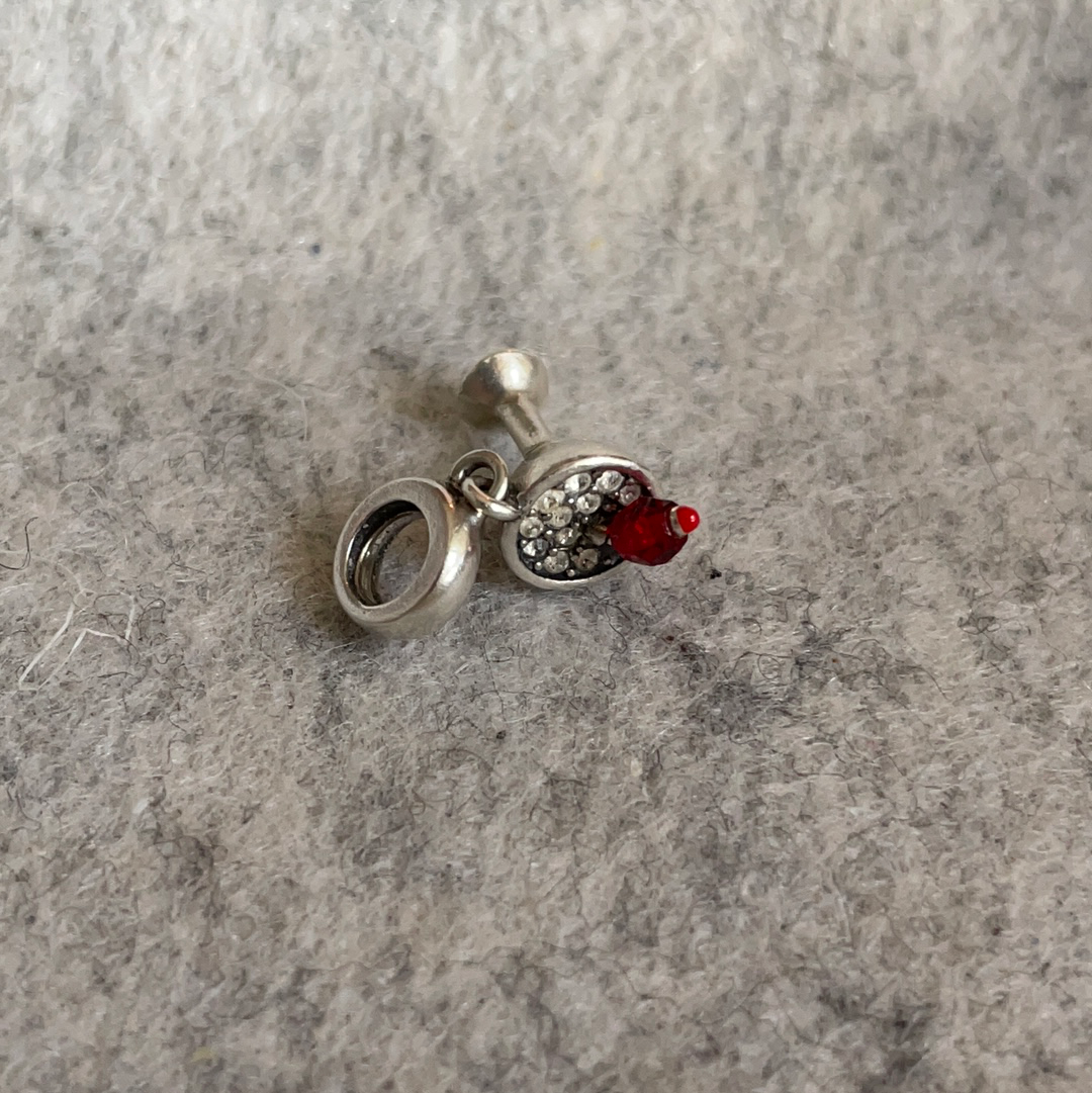 Genuine Chamilia Sparkle Cocktail Glass With Stone Cherry Charm