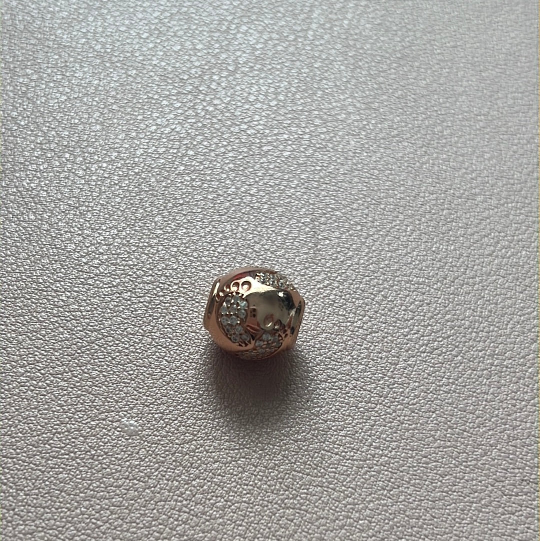 Unbranded Sterling Silver Rose Gold Plated Pave Baby Footprint Charm
