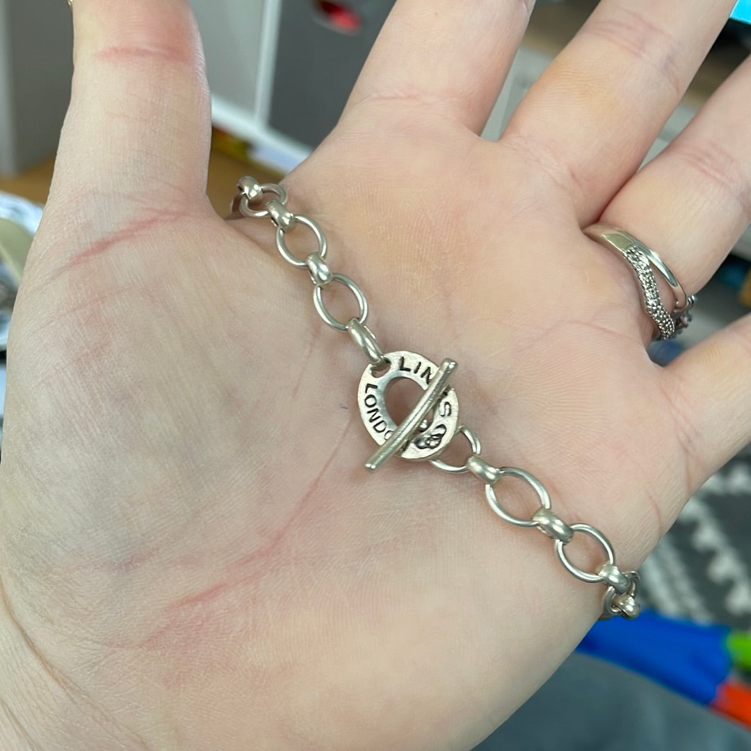 Genuine Links of London Sterling Silver T-Bar Charm Bracelet