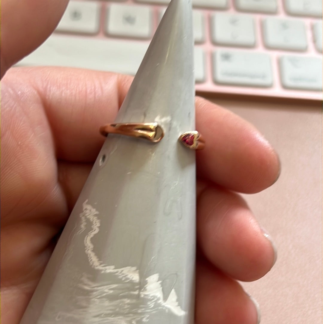Genuine Pandora Rose Gold Open Heart Pink CZ Ring Size Adjustable