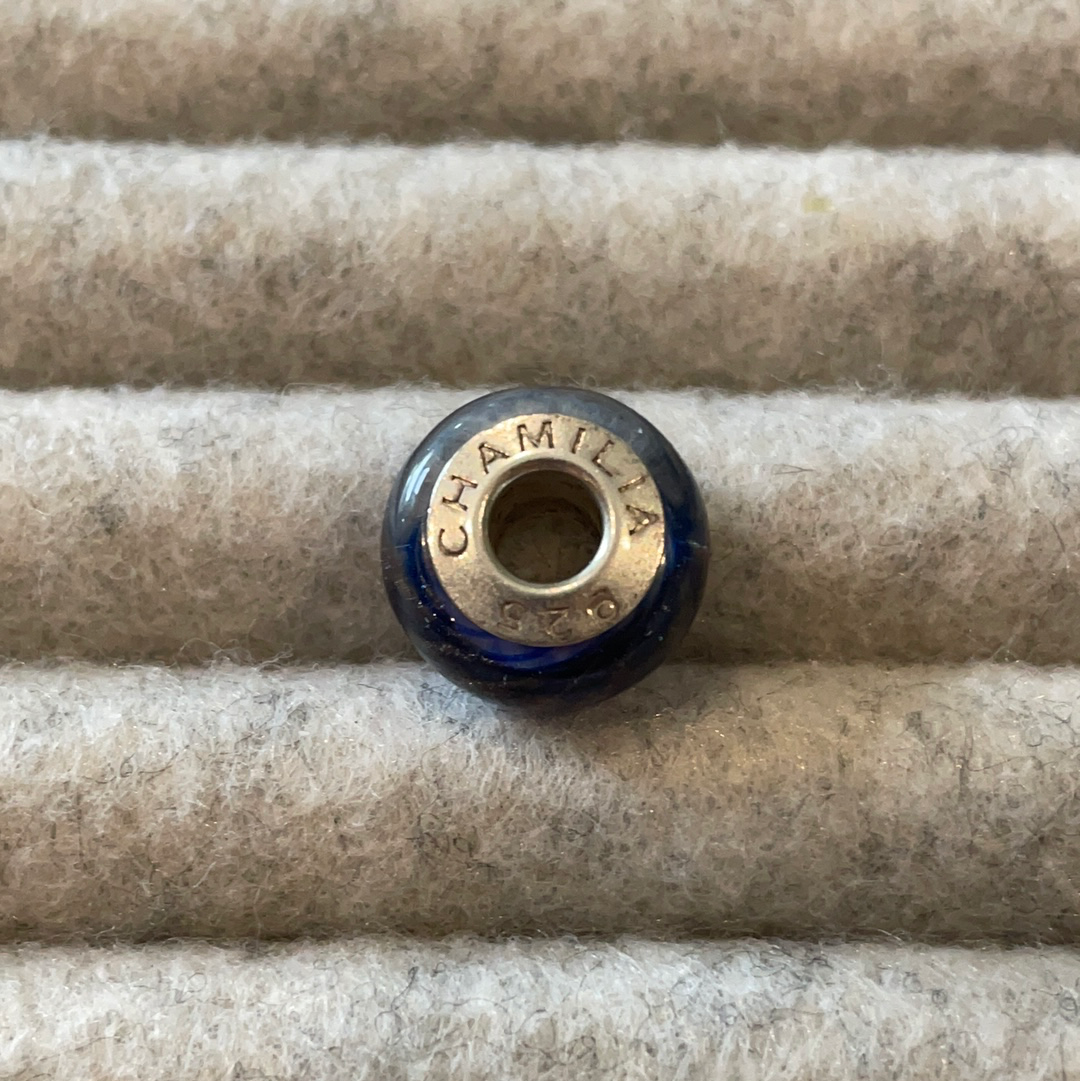 Genuine Chamilia murano - Purple with blue lines