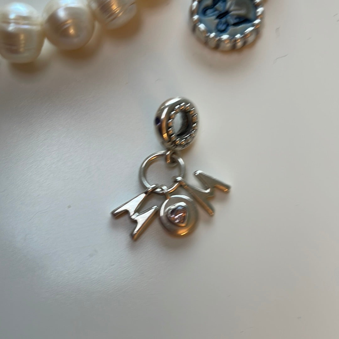 Genuine Pandora Pave Word CZ Mum Mummy Mama Charm Dangle