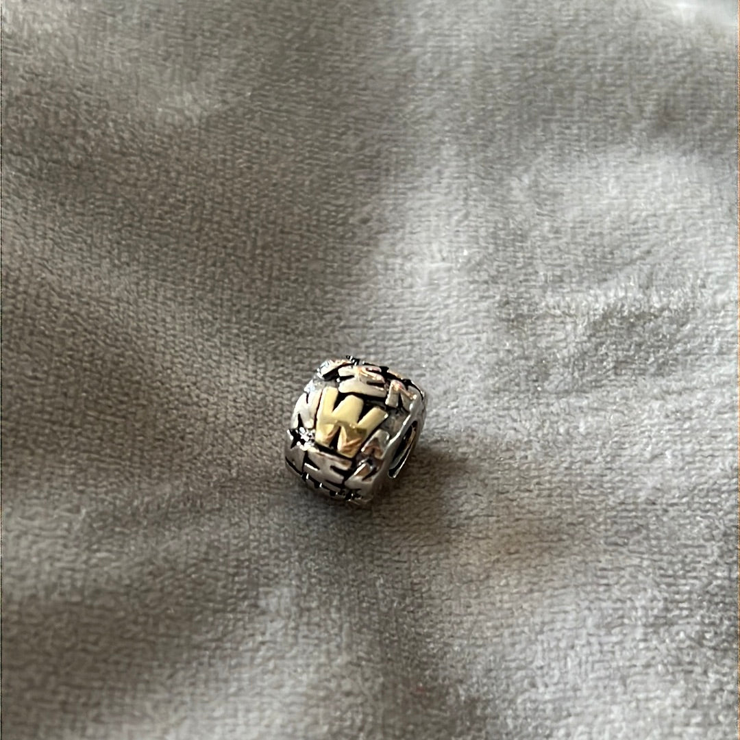 Sterling Silver Golden Letter Initial M W