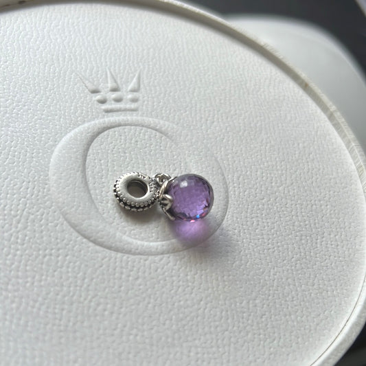 Genuine Pandora Purple Morning Spring 2014 Faceted Murano Dangle Charm With Pave Butterfly