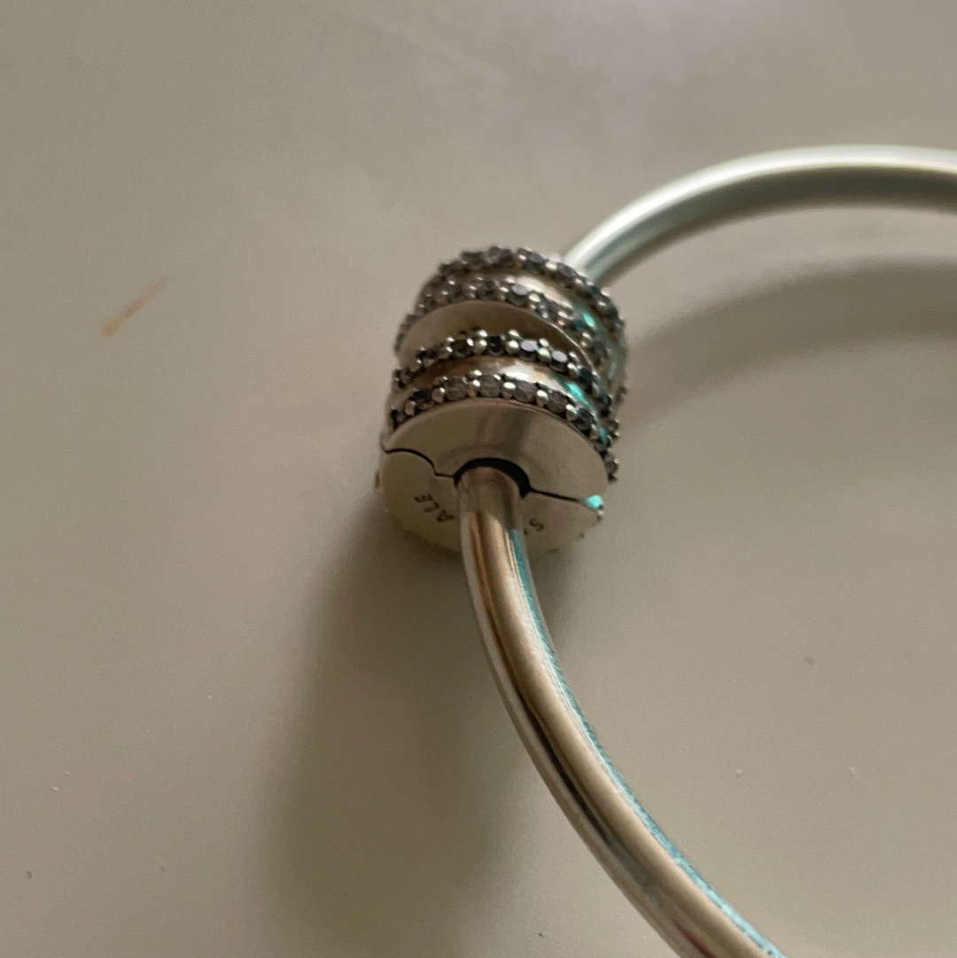 Genuine Pandora Pave Line Clips Pair Of WITH SILICONE