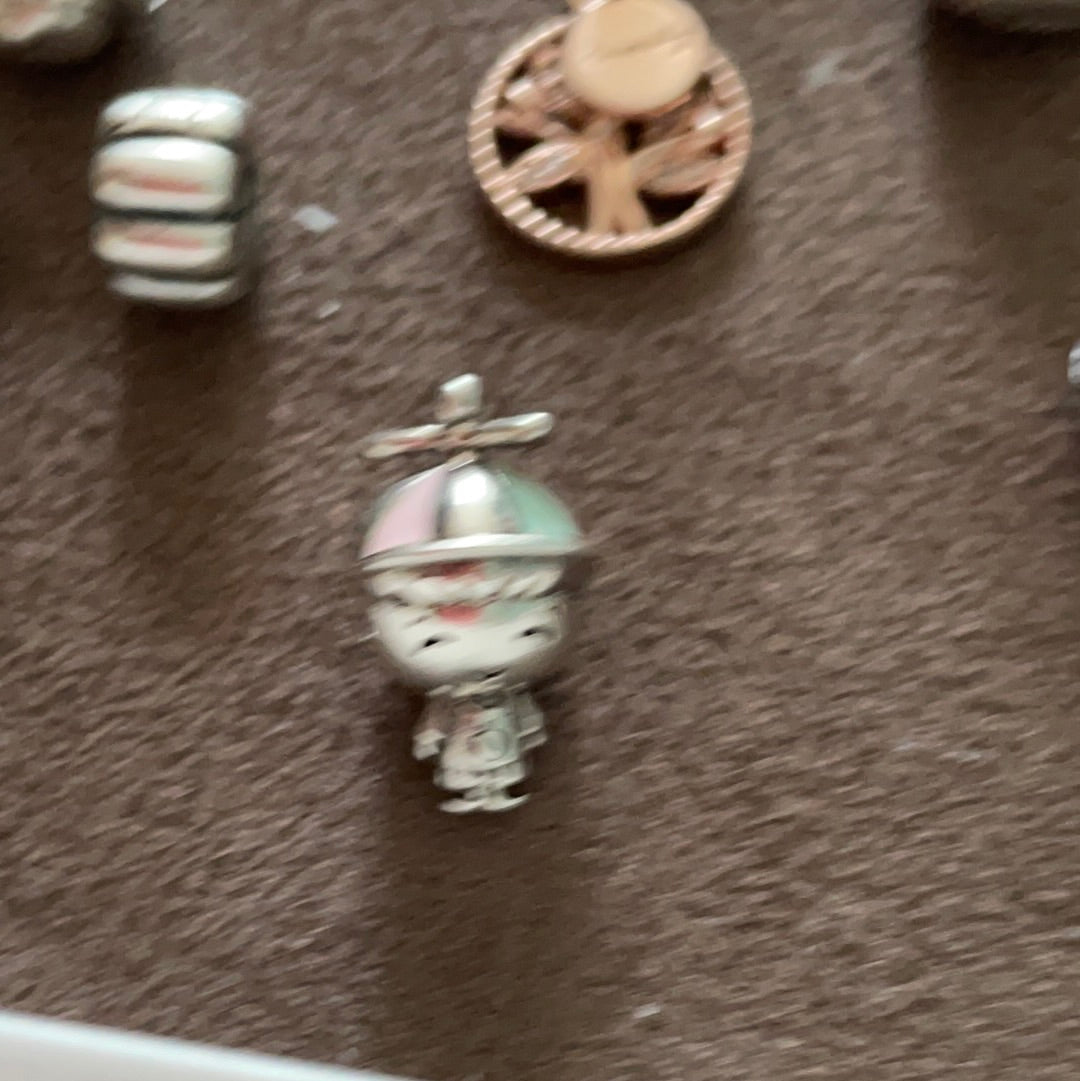 Genuine Pandora Little Boy With Enamel Hat with Spinning Top Charm
