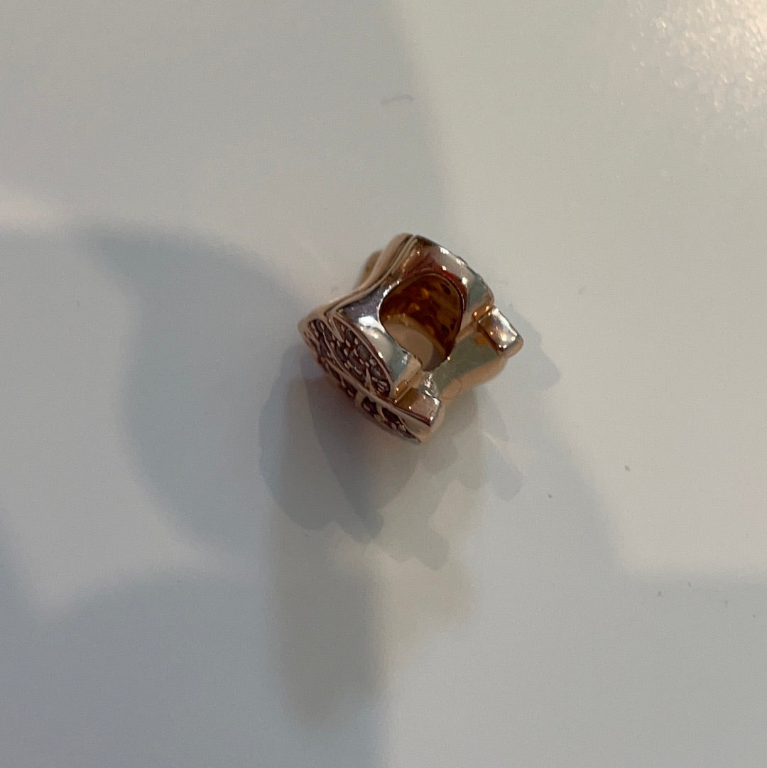 Genuine Pandora Brand New Pave Rose Gold Leaf Charm