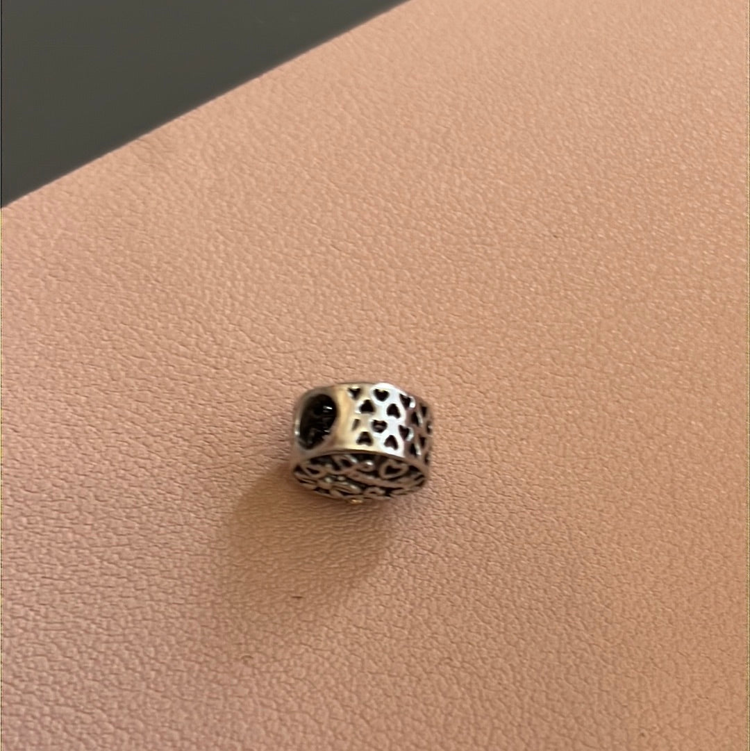 Genuine Pandora Two Tone Openwork Family Charm With Bows and Hearts
