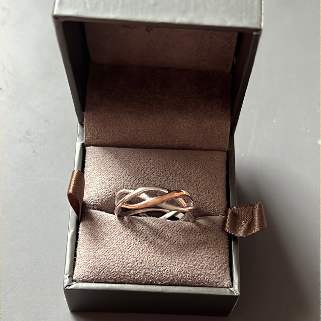 Genuine Glogau Sterling Silver Eternal Love Weave Ring Size 54