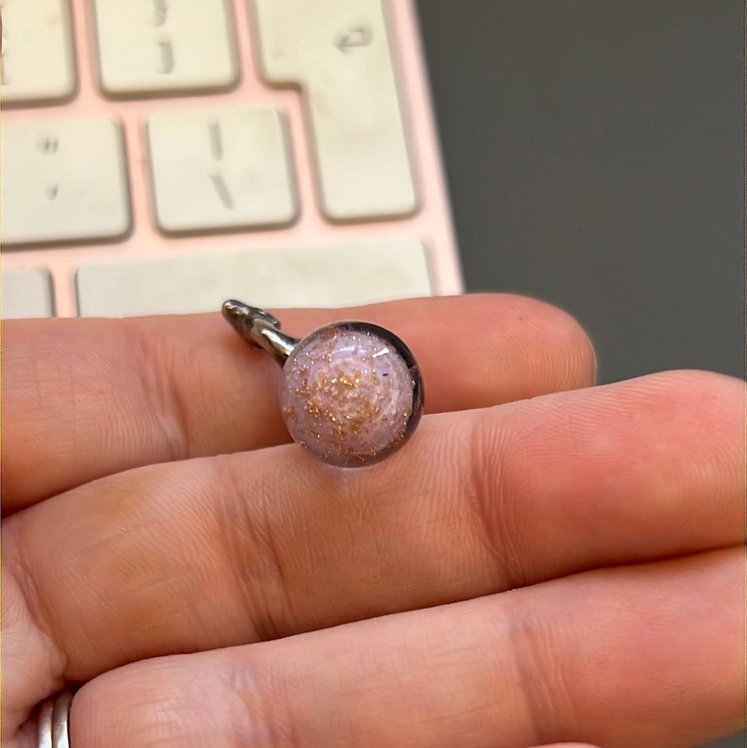 Genuine Trollbeads Camel on Pink Gold Glitter Murano Ball Charm