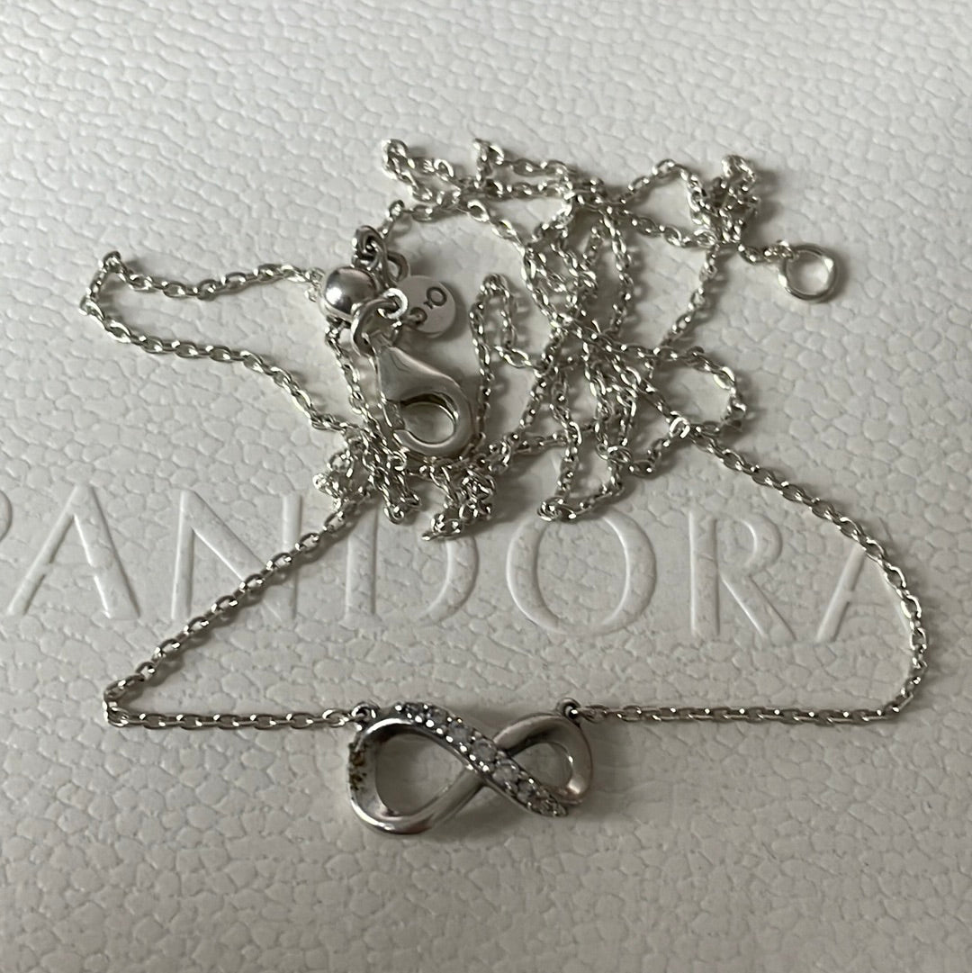 Genuine Pandora Pave Beautiful Sparkle Infinity Necklace
