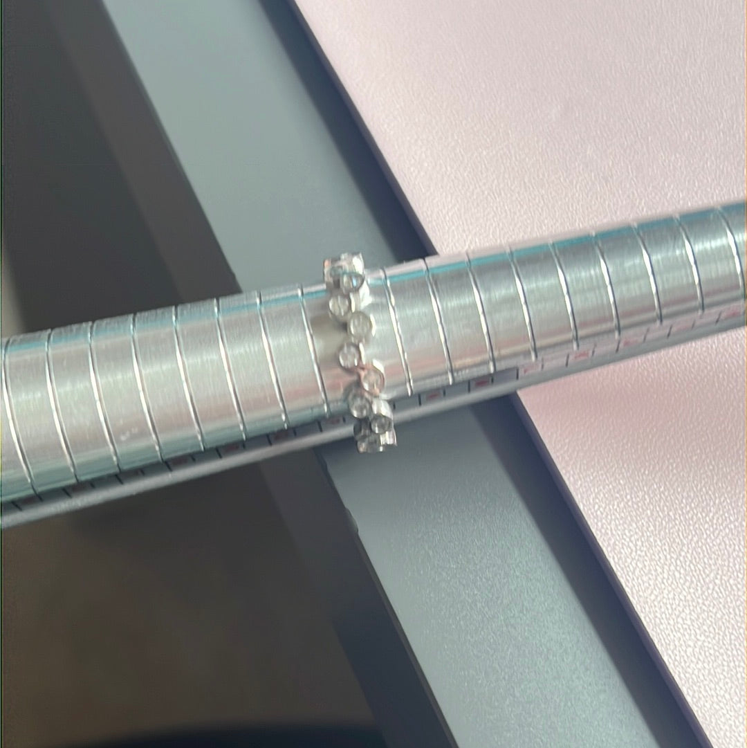 Sterling Silver Bubble Circle CZ Ring Size 55