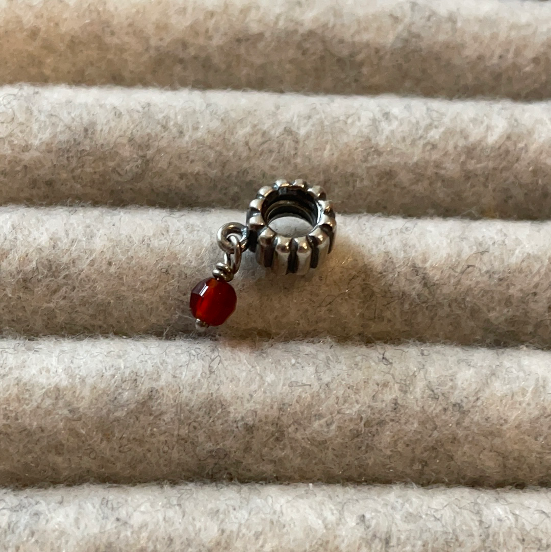 Genuine Pandora Small Red Garnet Bead Drop Charm