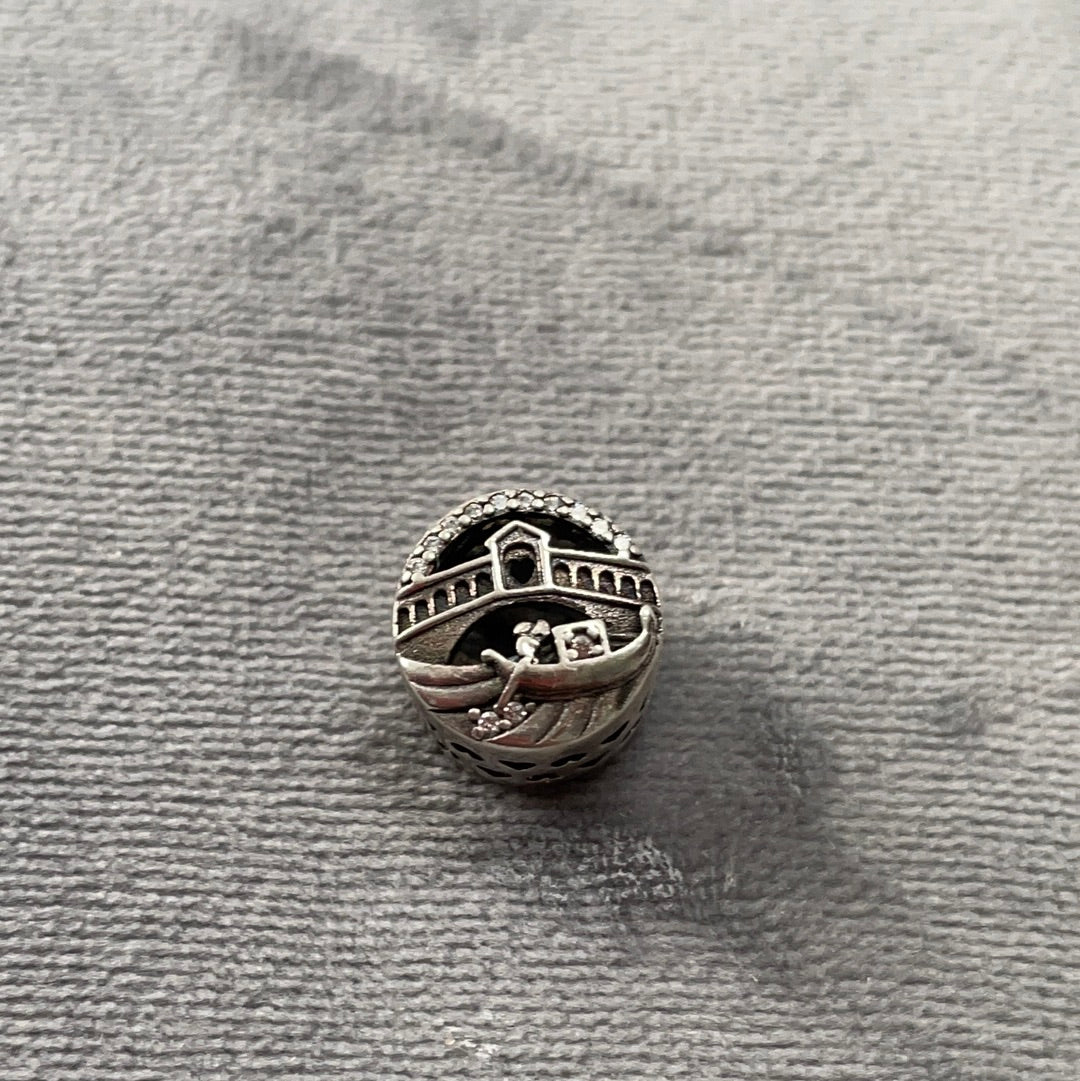 Sterling Silver Unbranded Pave Sparkling Vienna Venice Italy Charm