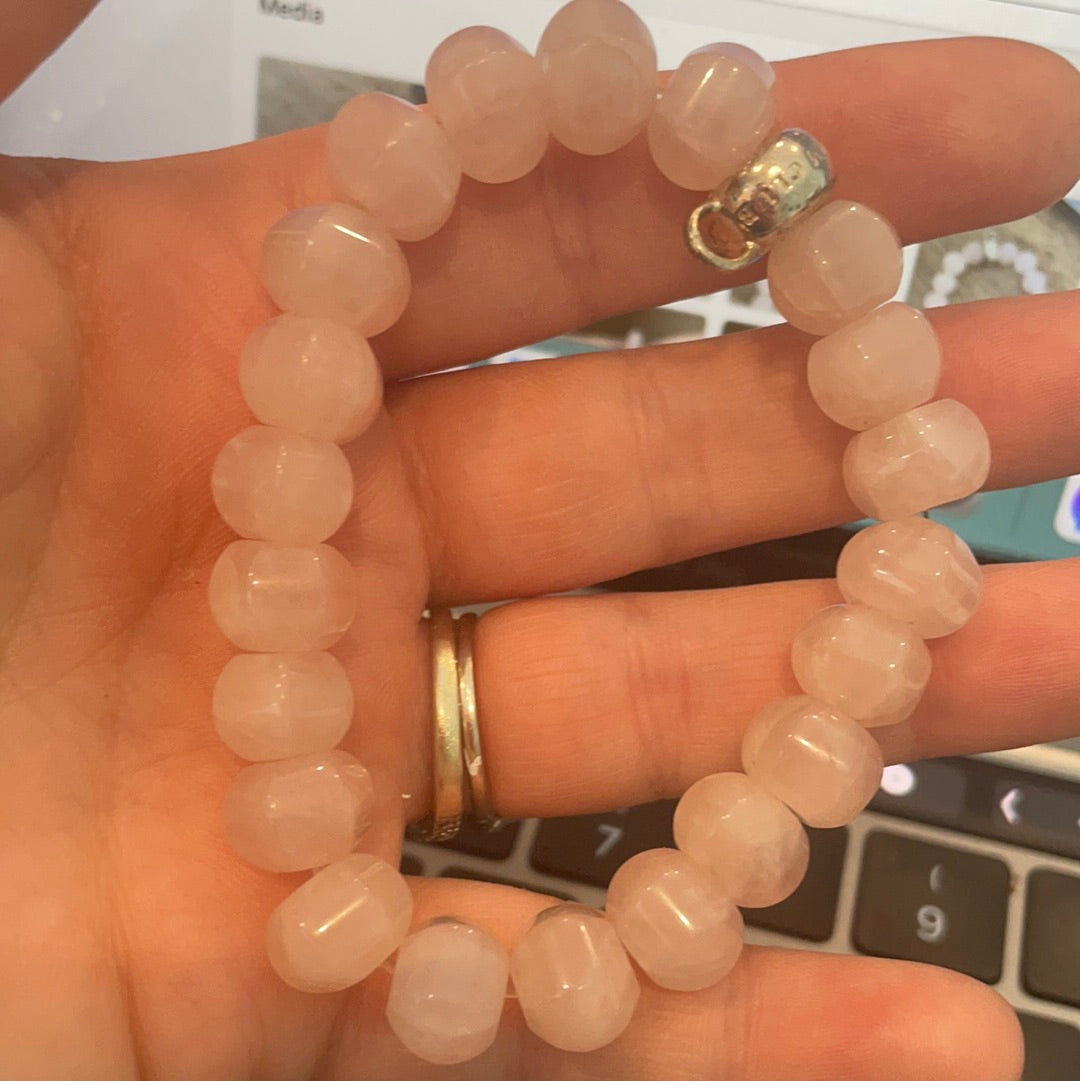 Genuine Thomas Sabo Sterling Silver  Charm Clasp Rose Quartz Bracelet Large