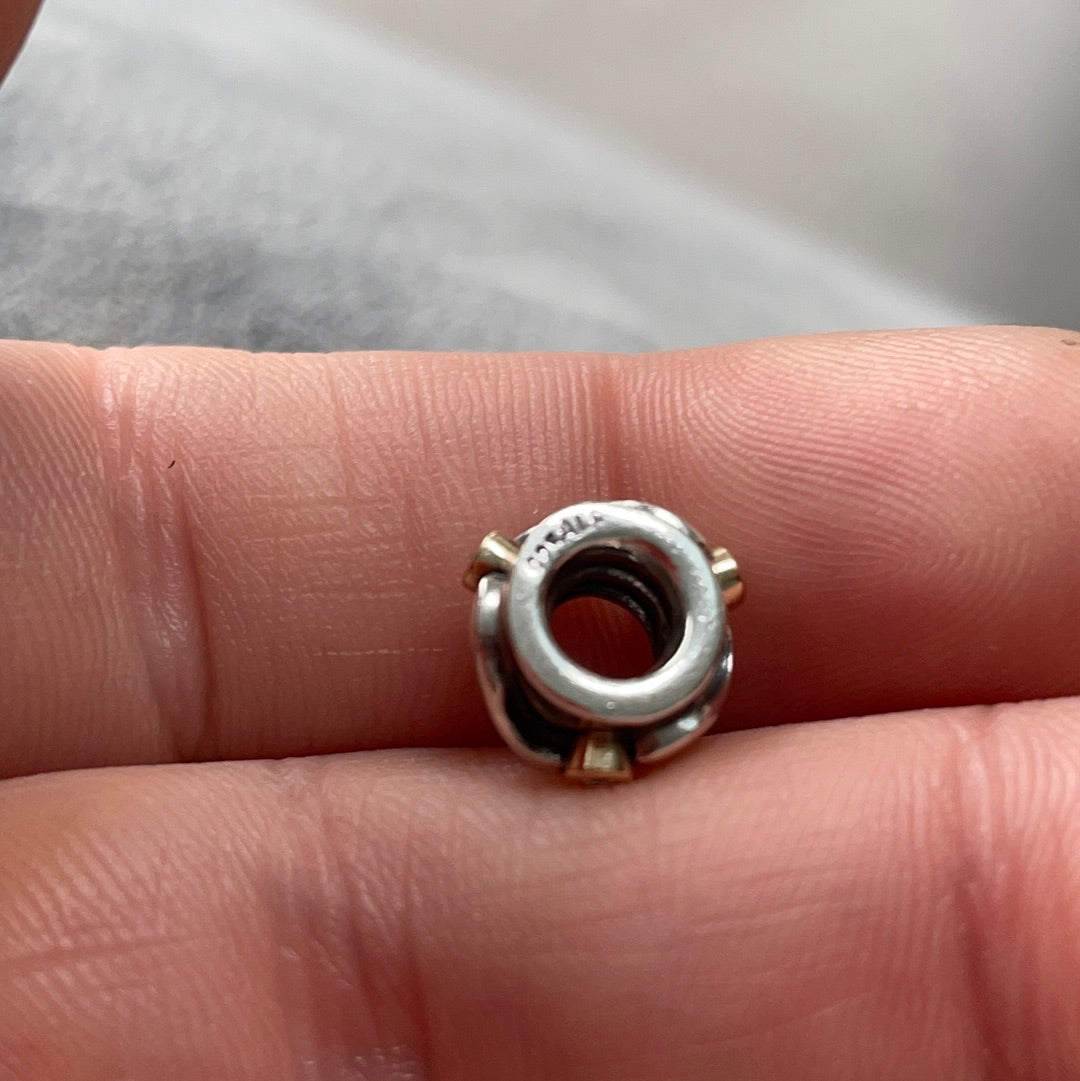 Genuine Pandora Two Tone VERY RARE Diamond Wavy Line Charm