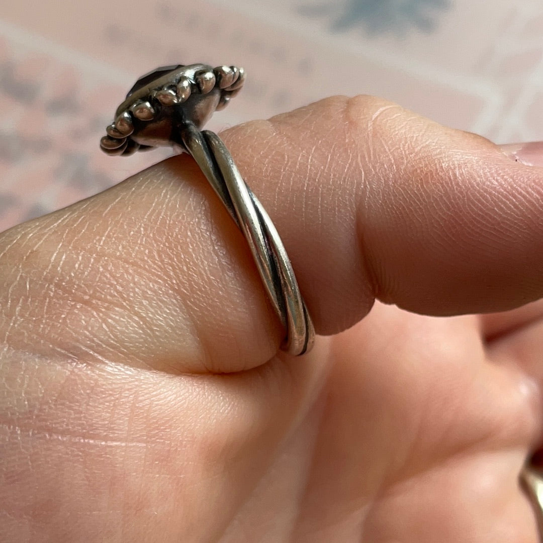 Genuine Pandora Purple Floral Elegance Stone Ring Size 62 HTF