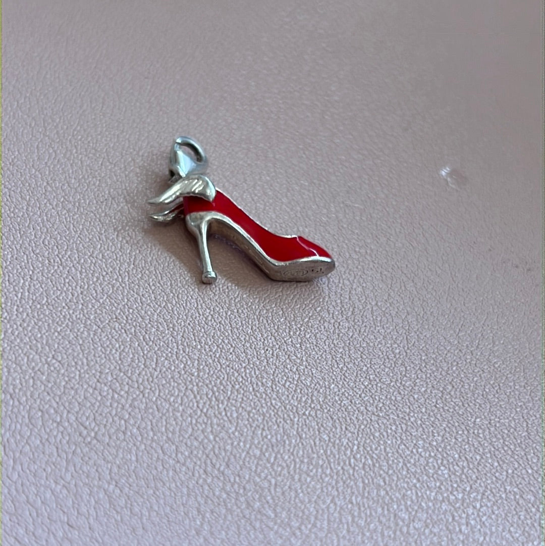 Genuine Thomas Sabo Red Enamel Winged High Heel Shoe Dangle Clip Charm