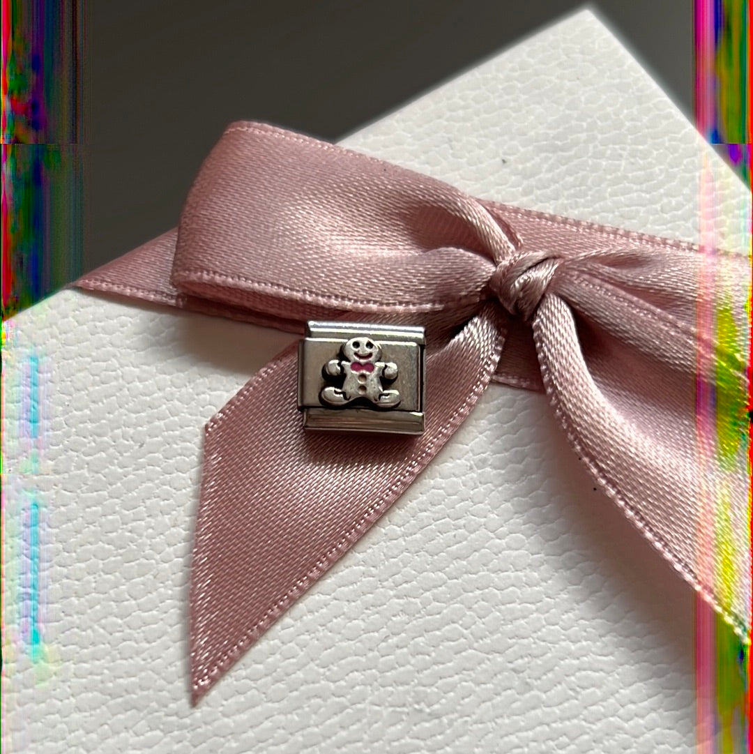 Genuine Nomination Silver Link Charm Christmas Enamel Gingerbread Man