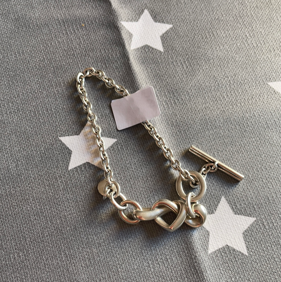 Genuine Pandora Chain Bracelet New Style Twisted Heart T Clasp 18cm
