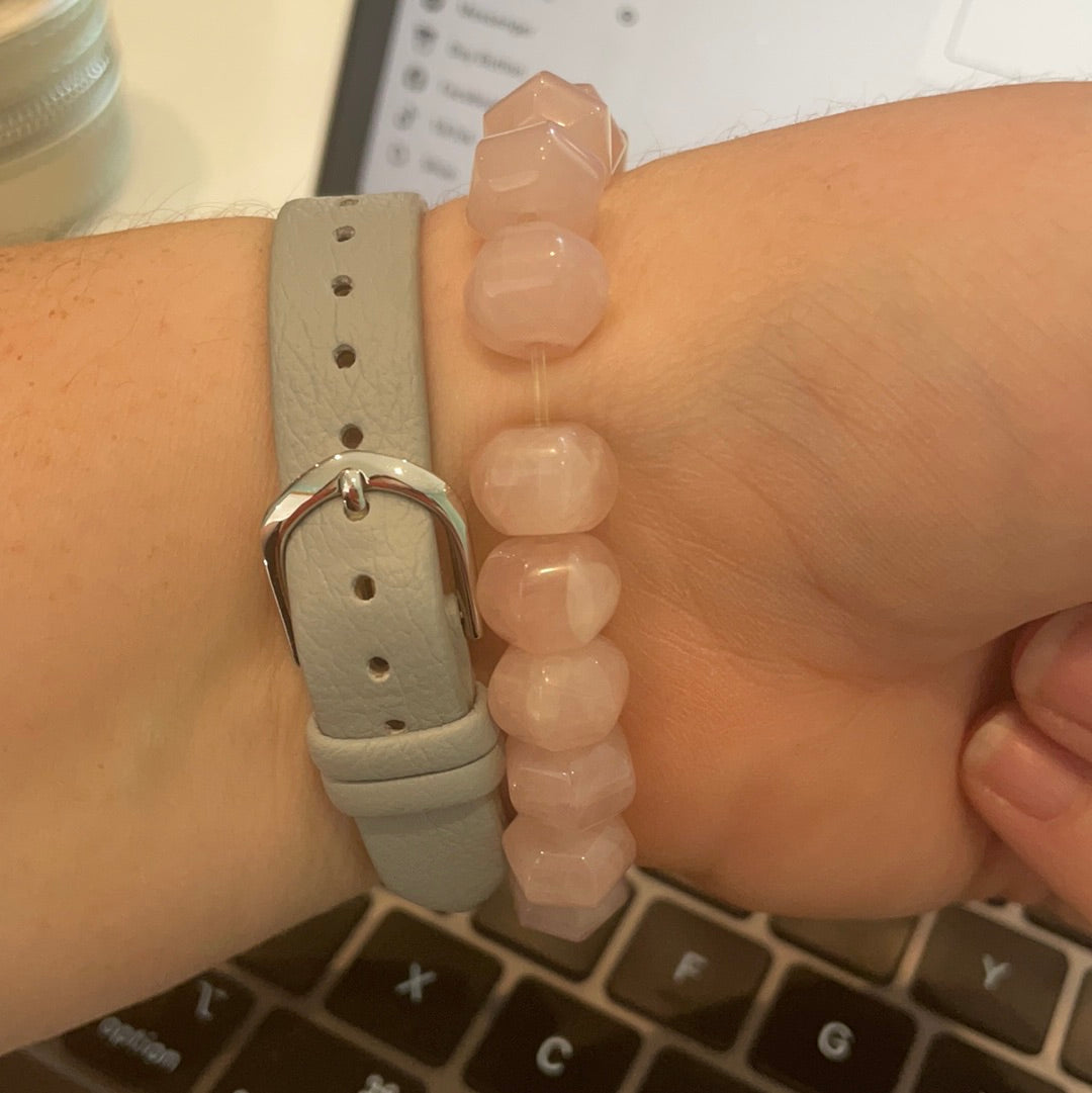 Genuine Thomas Sabo Sterling Silver  Charm Clasp Rose Quartz Bracelet Large
