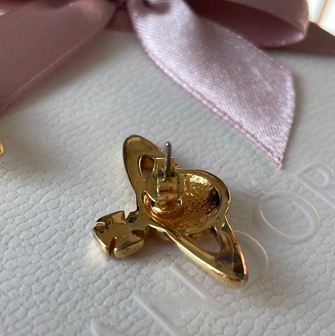 Genuine Vivienne Westwood Mini Bas Relief Gold Earrings
