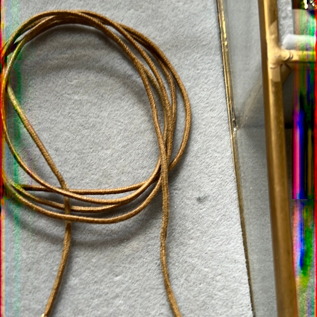 Genuine Pandora Light Tan Leather Lariat String with Solid Gold G585 Ends Rare 90cm