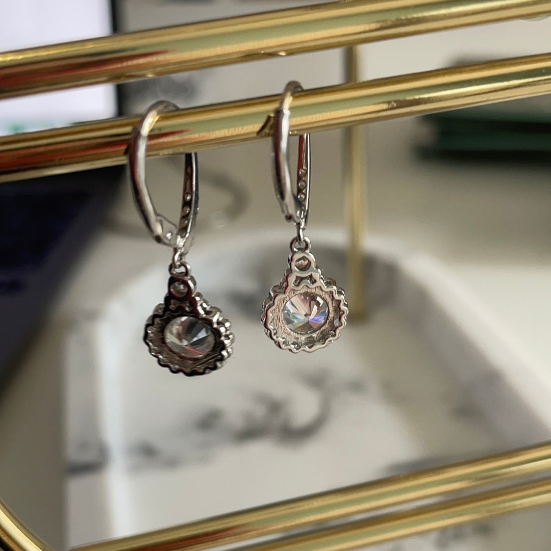 Brand New Large CZ Stone Dangle Pave Earrings