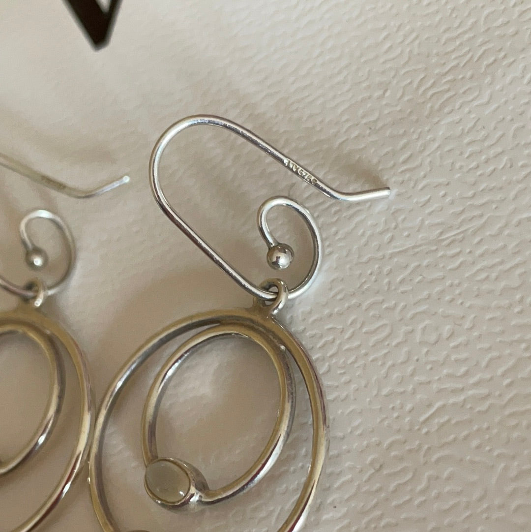 Genuine Pandora Compose HTF Rare Dangle Moonstone Double Layer Hoop