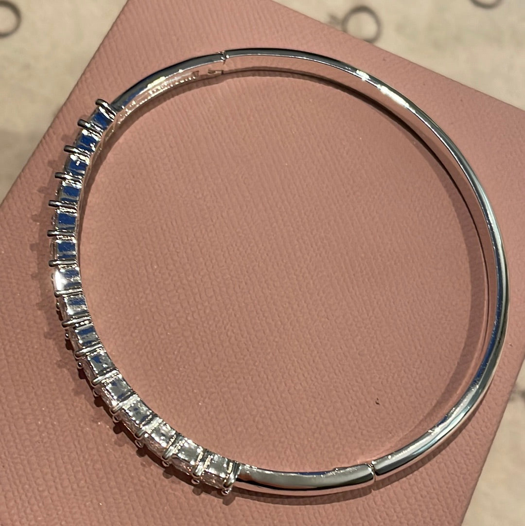 Silver Metal Pave CZ Hinged Bangle Pave Size Three