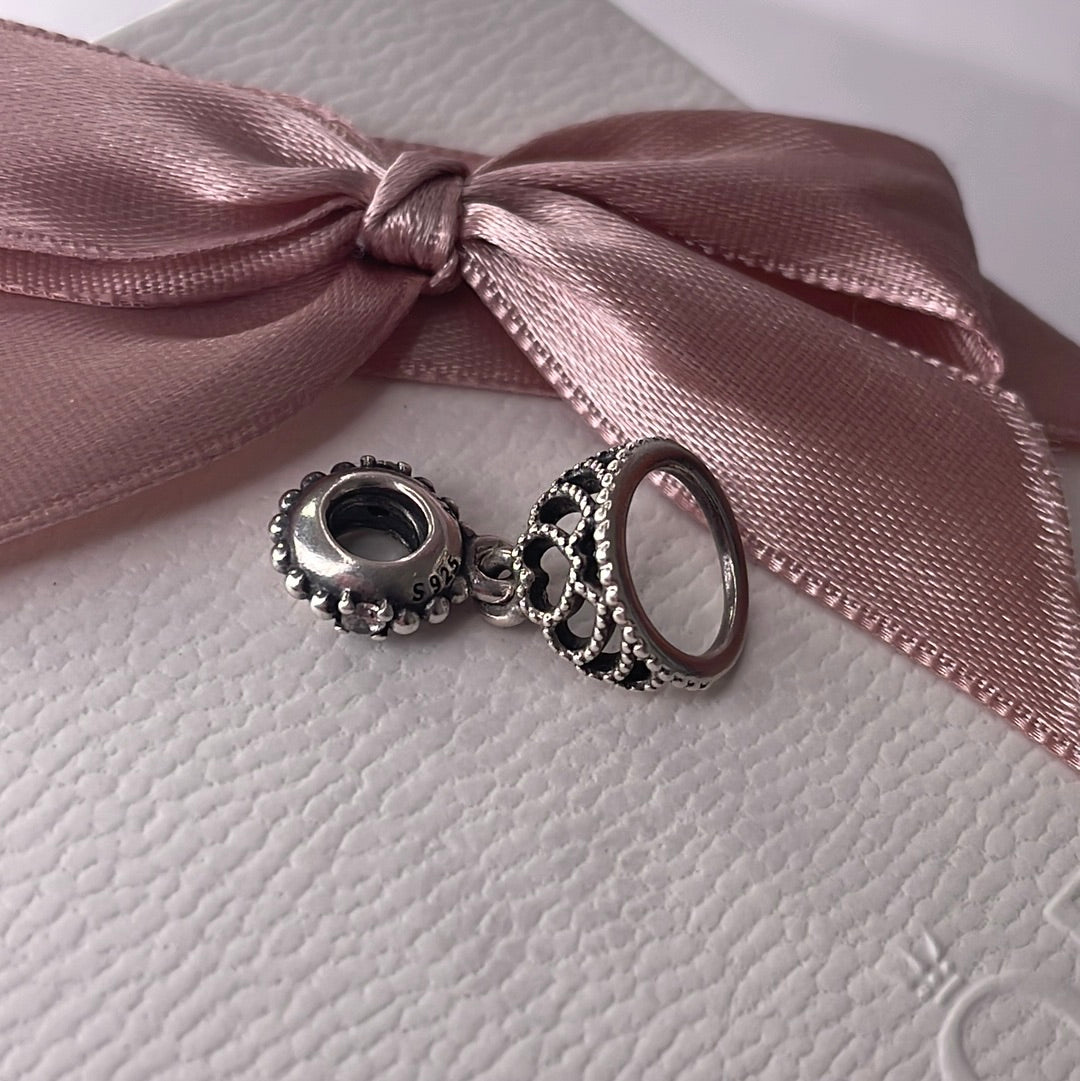 Genuine Pandora Tiara Princess Crown Heart Dangle Charm