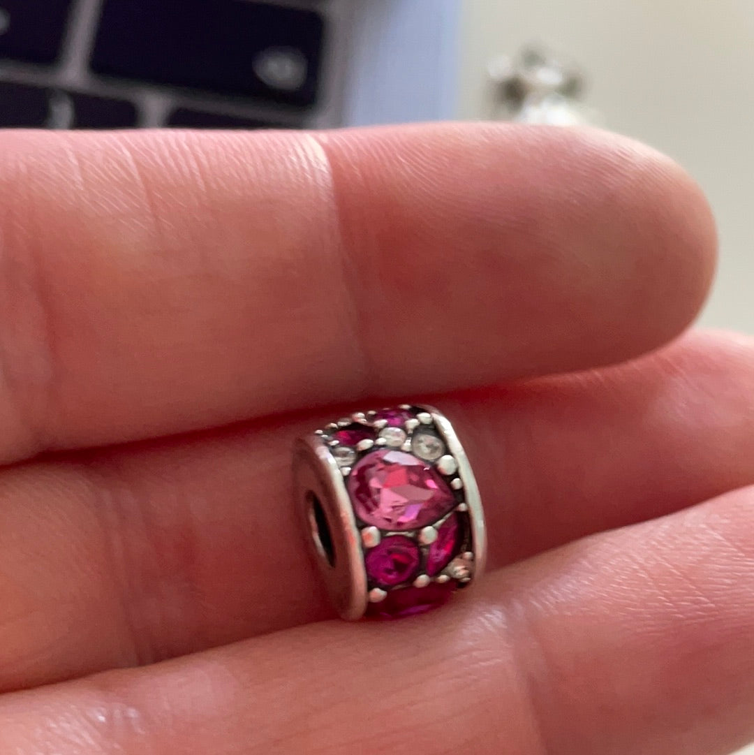 Genuine Chamilia Pink and Clear Large Stone Statement Abstract Charm