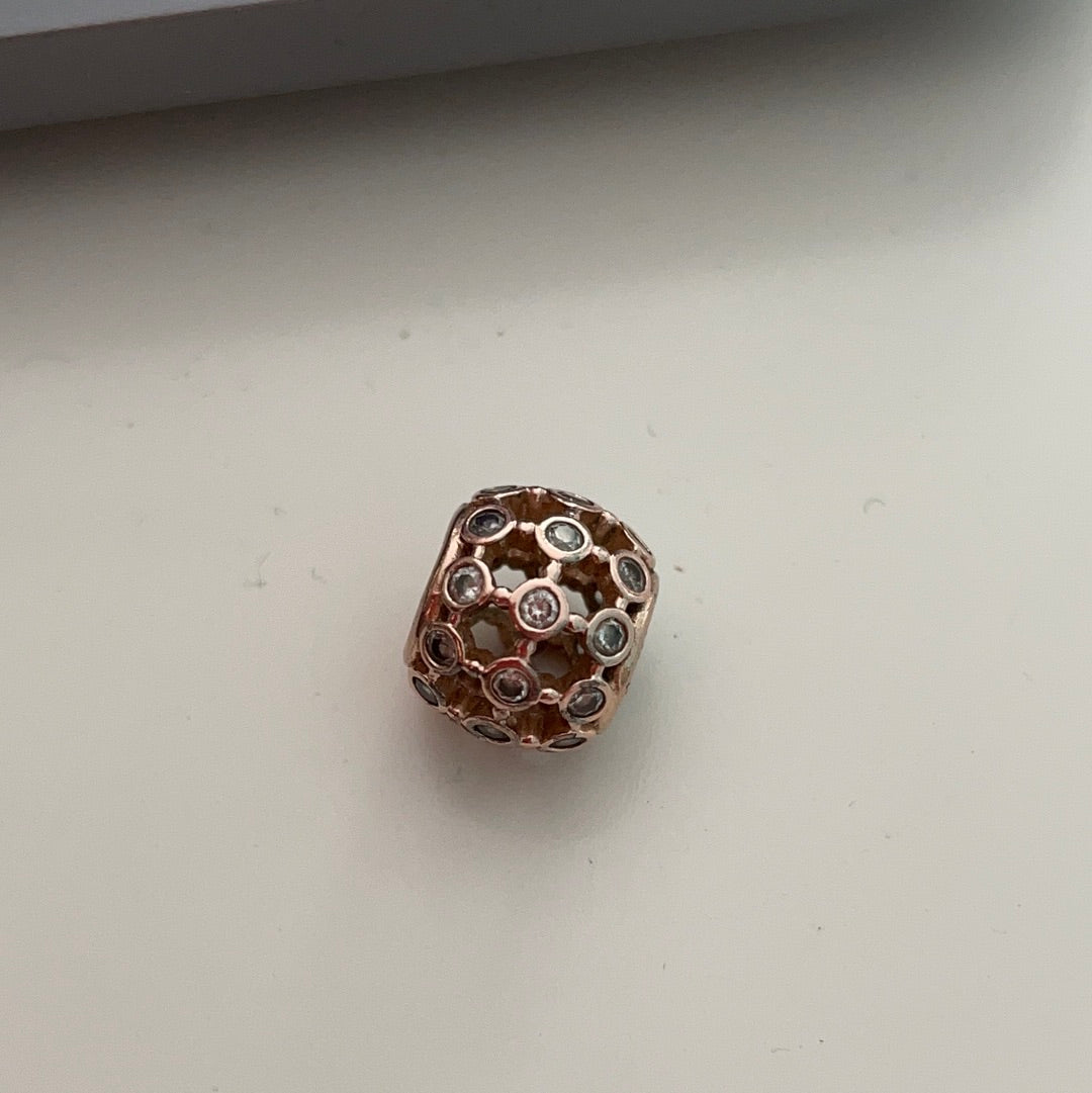 Genuine Pandora Rose Gold Clear Spotlight Cz Charm Openwork
