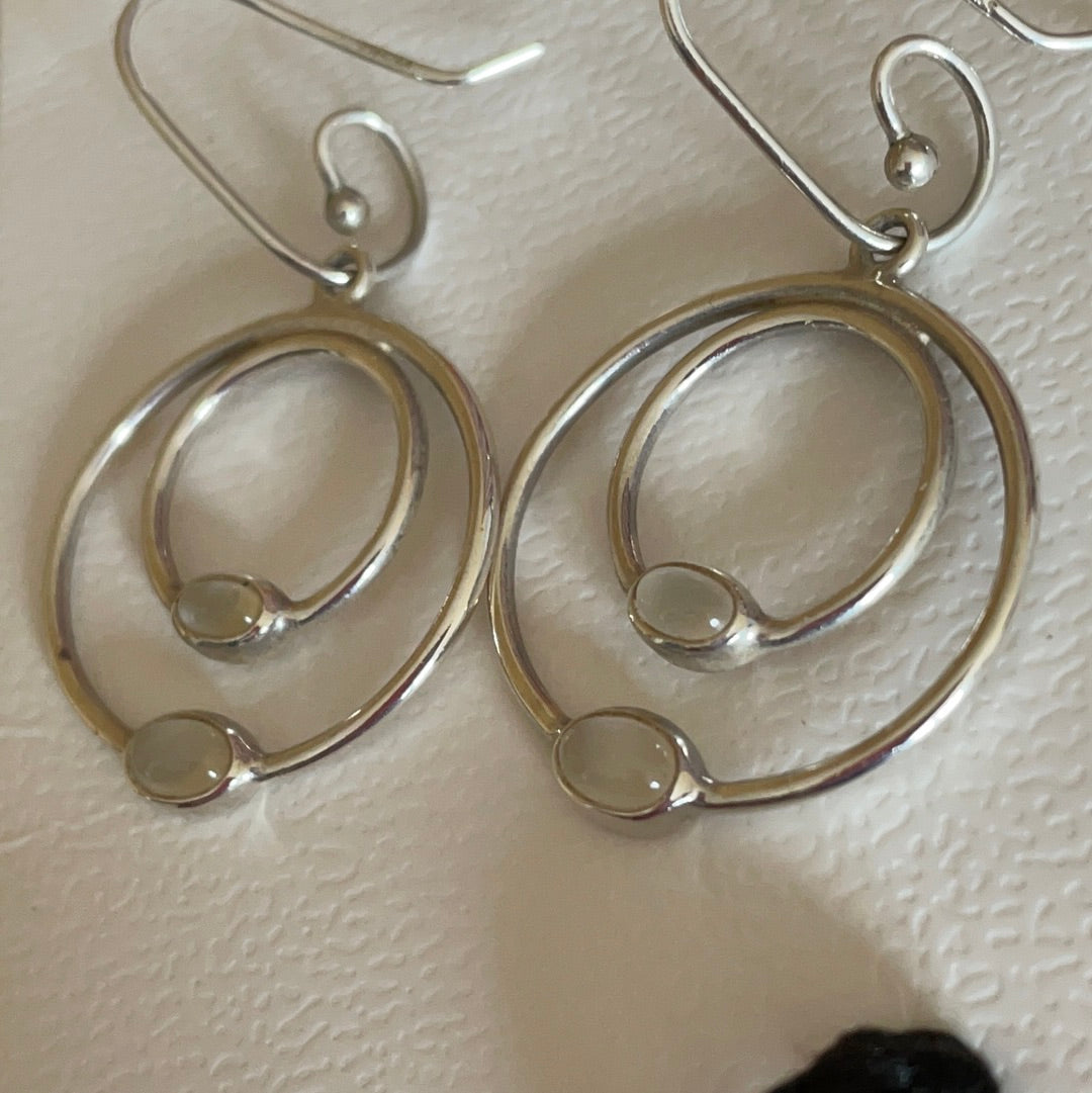 Genuine Pandora Compose HTF Rare Dangle Moonstone Double Layer Hoop