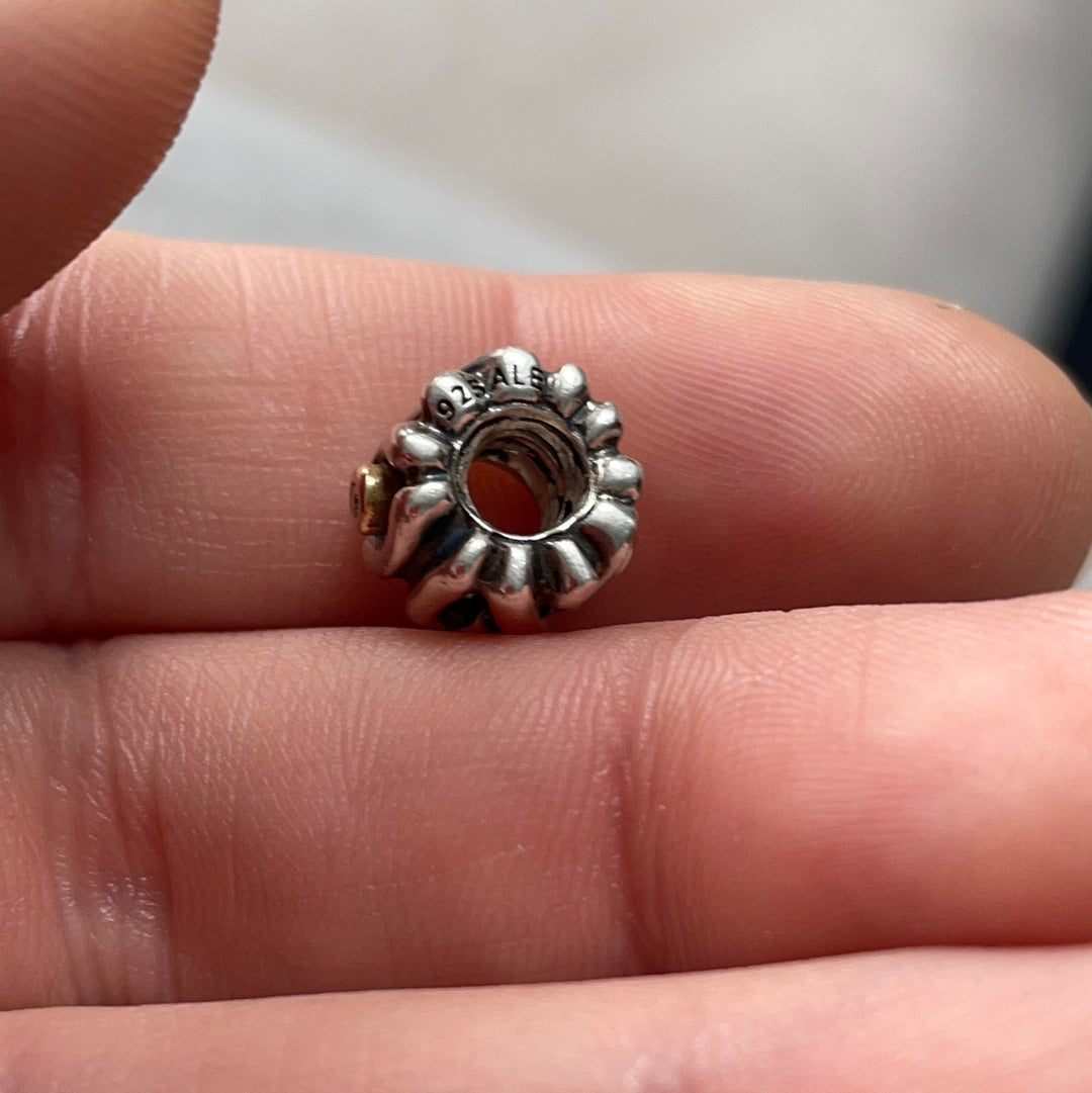 Genuine Pandora Two Tone Diamond XOXO HTF Charm