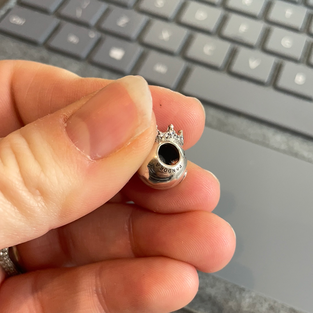 Genuine Pandora Princess Face Emoji Charm with Pave Crown