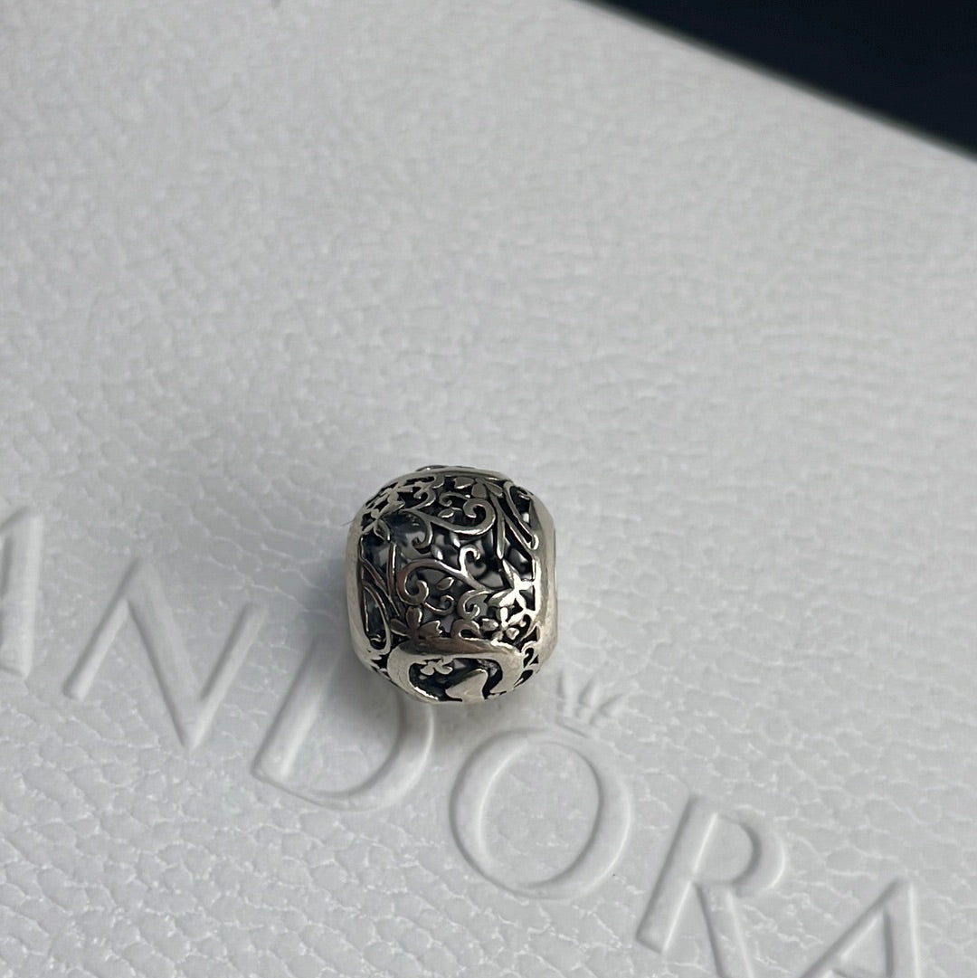 Sterling Silver Vintage Pave Letter B Initial charm