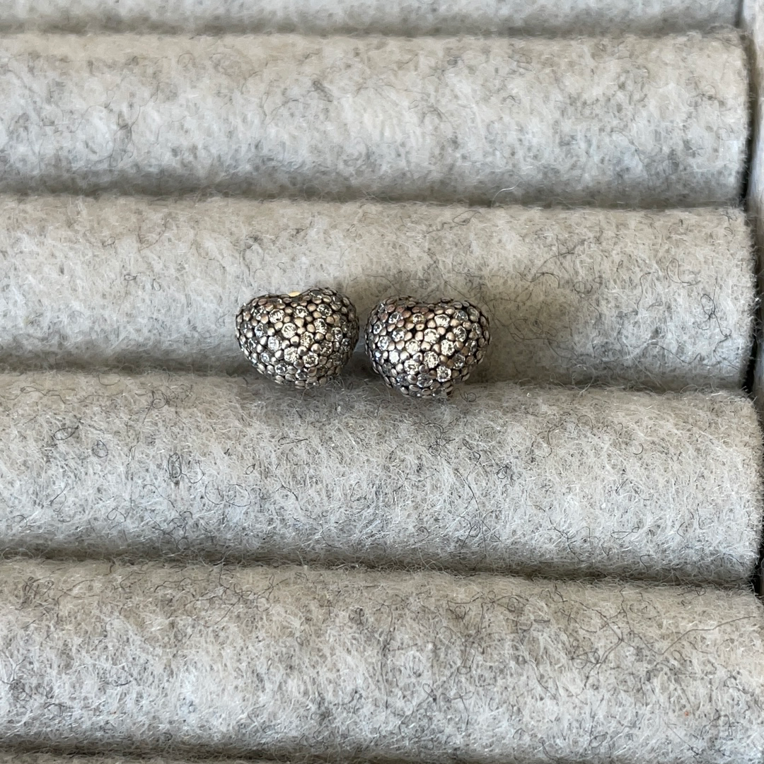 Genuine Pandora Pave Heart Earrings Studs