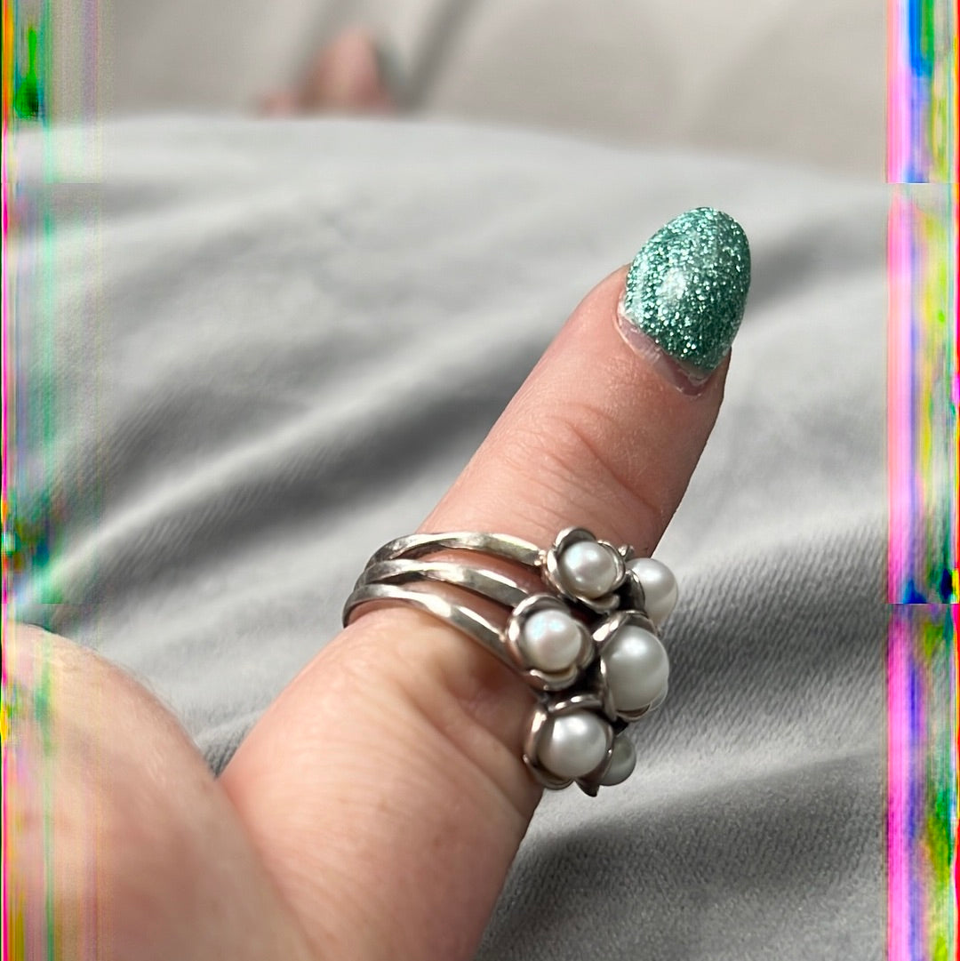 Genuine Pandora Wishful Thinking Pearl Retired Rare Ring Size 52