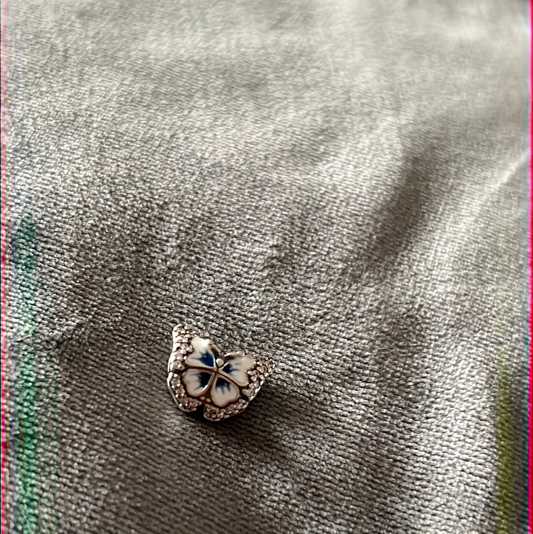 Genuine Pandora Blue Pave Enamel Butterfly Charm New Style