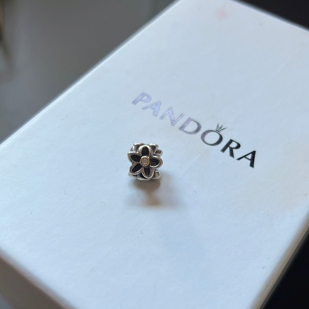 Genuine Pandora He Loves Me Diamond Two Tone Flower SUPER RARE