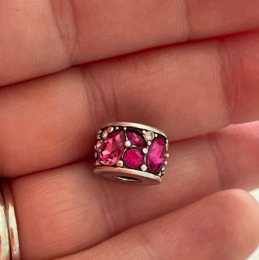 Genuine Chamilia Pink and Clear Large Stone Statement Abstract Charm