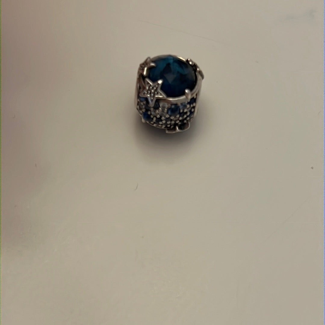 Genuine Pandora Sparkling Blue Stone Stars Celestial Charm