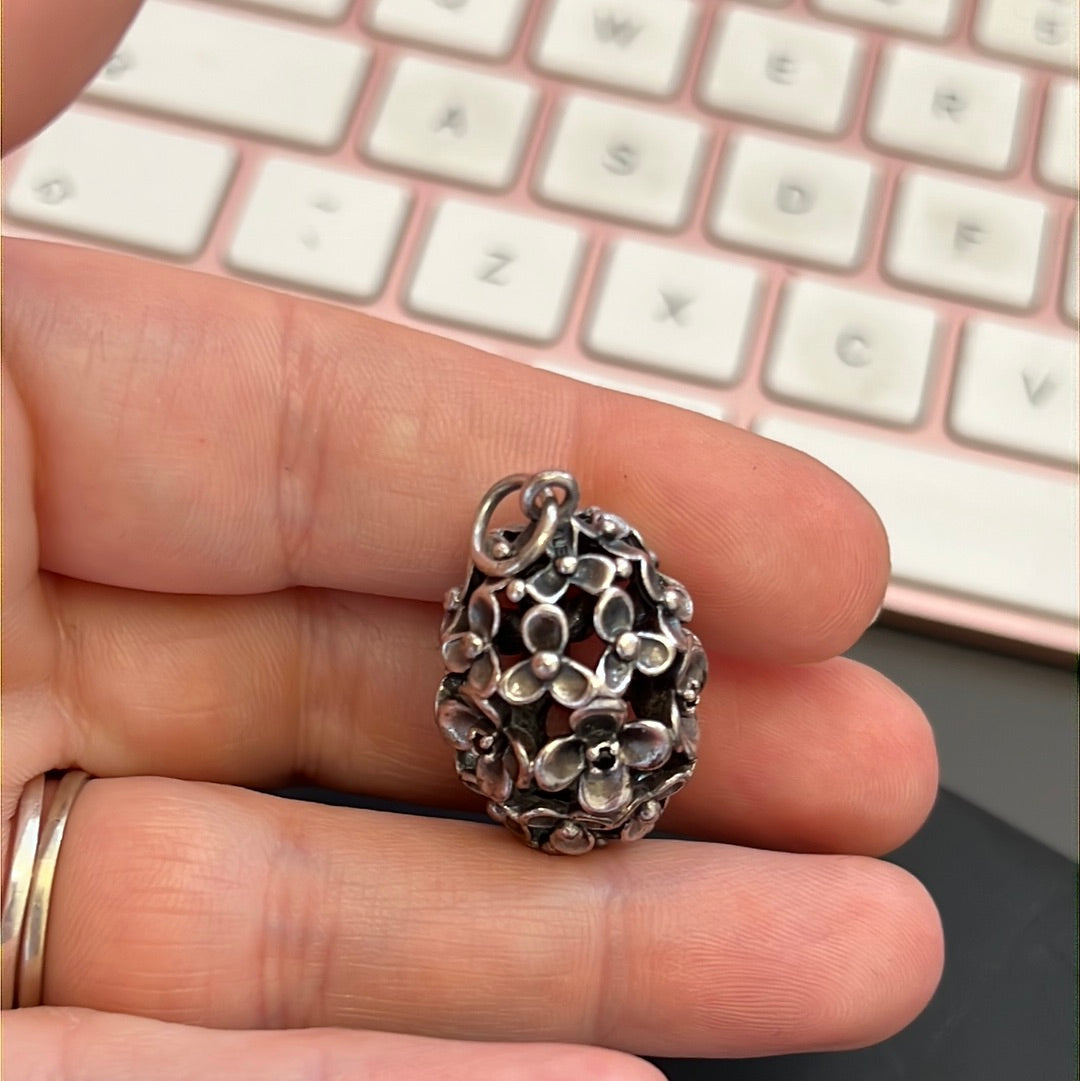 Genuine Pandora HTF Rare Wanda's Garden Flower Cage Black Crystal Pendant Necklace with 90cm Chain