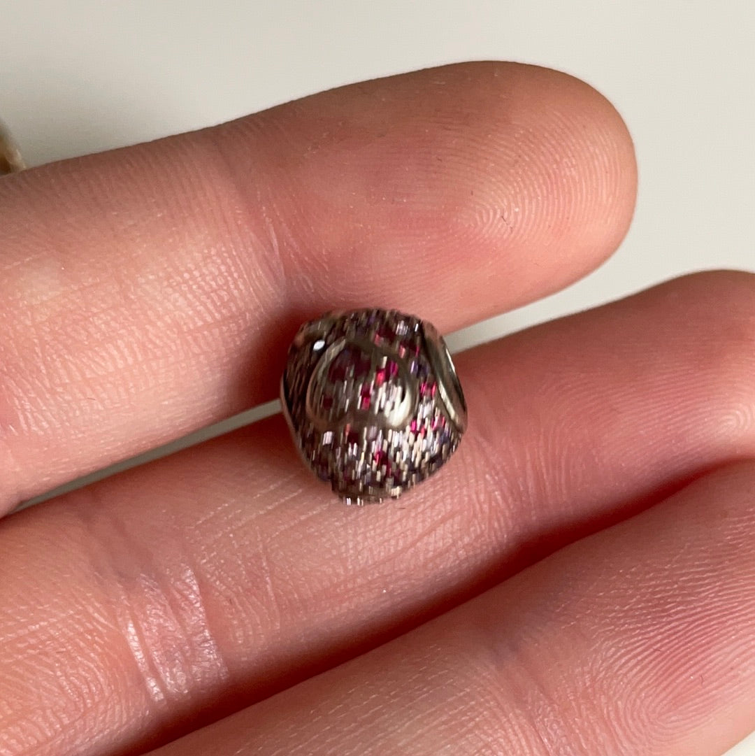 Genuine Pandora Pink, Red and Purple Raised Hearts Pave Ball